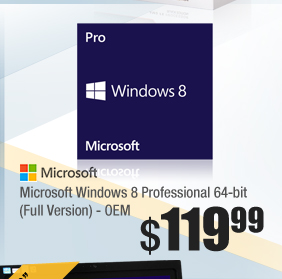 Microsoft Windows 8 Professional 64-bit (Full Version) - OEM