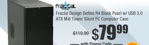 Fractal Design Define R4 Black Pearl w/ USB 3.0 ATX Mid Tower Silent PC Computer Case