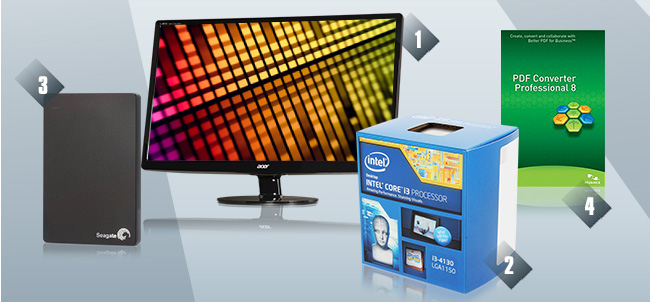 MENU:Acer 24 1080p LED-Backlit Monitor Intel Core i3-4130 Desktop Processor