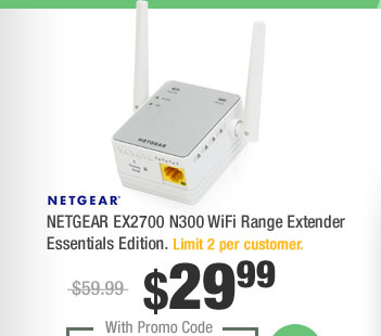 NETGEAR EX2700 N300 WiFi Range Extender Essentials Edition