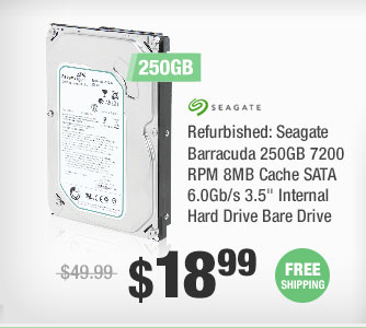 Refurbished: Seagate Barracuda 250GB 7200 RPM 8MB Cache SATA 6.0Gb/s 3.5" Internal Hard Drive Bare Drive