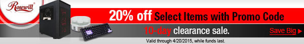 Rosewill - 20 percent off select items with promo code. save big.