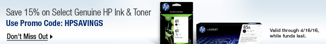 Save 15% on Select Genuine HP Ink & Toner