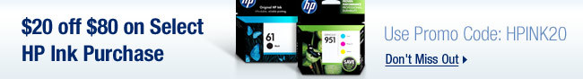 HP - $20 off $80 on Select HP Ink Purchase