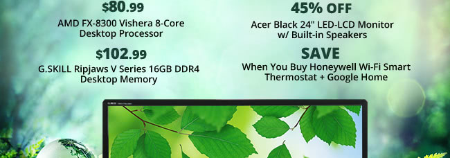 AMD FX-8300 Vishera 8-Core Desktop Processor. Acer Black 24" LED-LCD Monitor w/ Built-in Speakers.