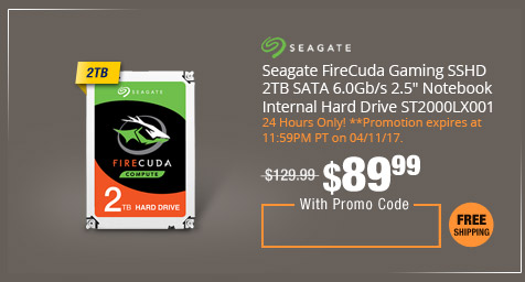 Seagate FireCuda Gaming SSHD 2TB SATA 6.0Gb/s 2.5" Notebook Internal Hard Drive ST2000LX001