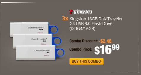 Combo: 3x - Kingston 16GB DataTraveler G4 USB 3.0 Flash Drive (DTIG4/16GB)