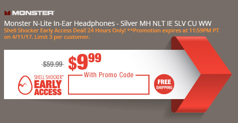 Monster N-Lite In-Ear Headphones - Silver MH NLT IE SLV CU WW