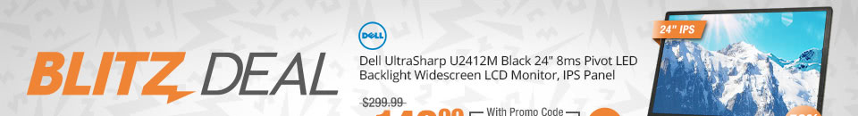 Dell UltraSharp U2412M Black 24" 8ms Pivot LED Backlight Widescreen LCD Monitor, IPS Panel
