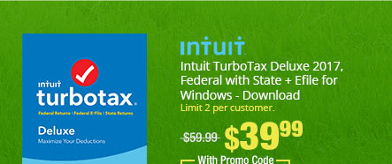 Intuit TurboTax Deluxe 2017, Federal with State + Efile for Windows - Download