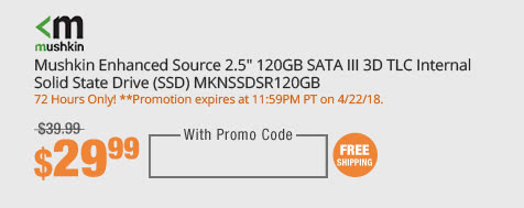 Mushkin Enhanced Source 2.5" 120GB SATA III 3D TLC Internal Solid State Drive (SSD) MKNSSDSR120GB