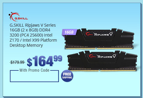 G.SKILL Ripjaws V Series 16GB (2 x 8GB) DDR4 3200 (PC4 25600) Intel Z170 / Intel X99 Platform Desktop Memory