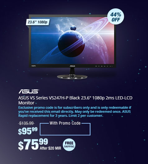 ASUS VS Series VS247H-P Black 23.6" 1080p 2ms LED-LCD Monitor