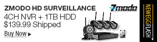 Newegg Flash - Zmodo HD Surveillance 4CH NVR + 1TB HDD