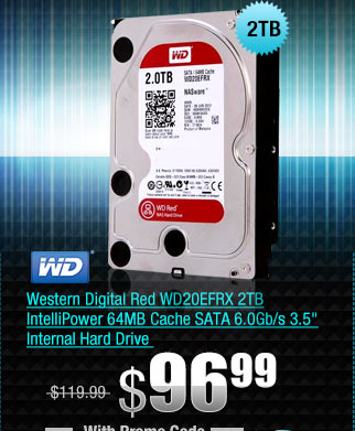 Western Digital Red WD20EFRX 2TB IntelliPower 64MB Cache SATA 6.0Gb/s 3.5 inch Internal Hard Drive 
