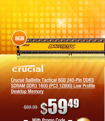 Crucial Ballistix Tactical 8GB 240-Pin DDR3 SDRAM DDR3 1600 (PC3 12800) Low Profile Desktop Memory