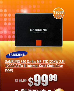 SAMSUNG 840 Series MZ-7TD120KW 2.5 inch 120GB SATA III Internal Solid State Drive (SSD)