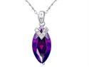 Mabella 7.96 cttw .925 Sterling Silver 20mm x 10mm Marquise Cut Created Amethyst Pendant