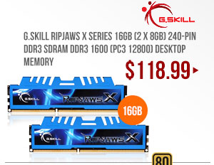 G.SKILL Ripjaws X Series 16GB (2 x 8GB) 240-Pin DDR3 SDRAM DDR3 1600 (PC3 12800) Desktop Memory