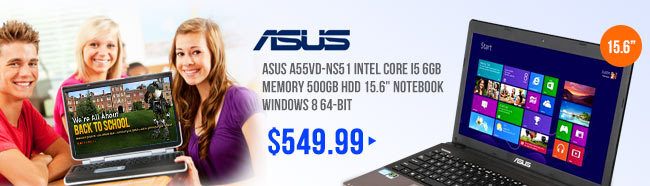 ASUS A55VD-NS51 Intel Core i5 6GB Memory 500GB HDD 15.6 inch Notebook Windows 8 64-Bit 