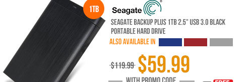 Seagate Backup Plus 1TB 2.5 inch USB 3.0 Black Portable Hard Drive