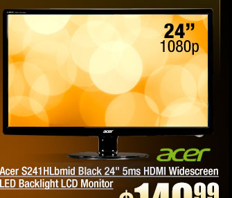 Acer S241HLbmid Black 24 inch 5ms HDMI Widescreen LED Backlight LCD Monitor