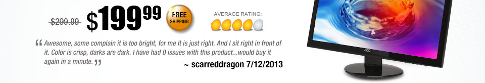 Awesome, some complain it is too bright, for me it is just right. And I sit right in front of it. Color is crisp, darks are dark. I have had 0 issues with this product...would buy it again in a minute.
~ scarreddragon 7/12/2013