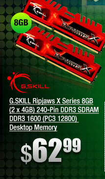 G.SKILL Ripjaws X Series 8GB (2 x 4GB) 240-Pin DDR3 SDRAM DDR3 1600 (PC3 12800) Desktop Memory