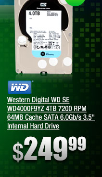 Western Digital WD SE WD4000F9YZ 4TB 7200 RPM 64MB Cache SATA 6.0Gb/s 3.5 inch Internal Hard Drive