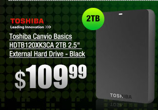 Toshiba Canvio Basics HDTB120XK3CA 2 TB 2.5 inch External Hard Drive - Black