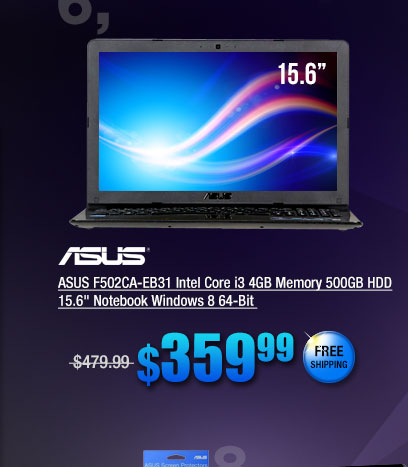 ASUS F502CA-EB31 Intel Core i3 4GB Memory 500GB HDD 15.6 inch Notebook Windows 8 64-Bit 