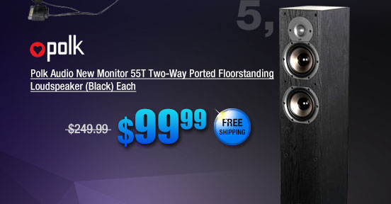 Polk Audio New Monitor 55T Two-Way Ported Floorstanding Loudspeaker (Black) Each 