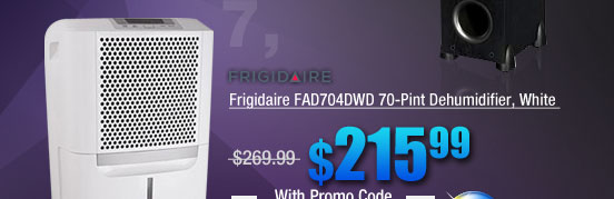 Frigidaire FAD704DWD 70-Pint Dehumidifier, White 