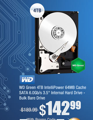 WD Green 4TB IntelliPower 64MB Cache SATA 6.0Gb/s 3.5" Internal Hard Drive - Bulk Bare Drive