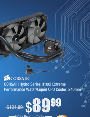 CORSAIR Hydro Series H100i Extreme Performance Water/Liquid CPU Cooler. 240mm