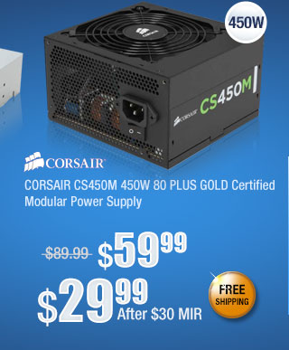CORSAIR CS450M 450W 80 PLUS GOLD Certified Modular Power Supply 