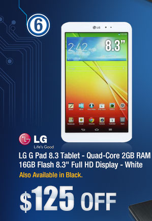 LG G Pad 8.3 Tablet - Quad-Core 2GB RAM 16GB Flash 8.3" Full HD Display - White