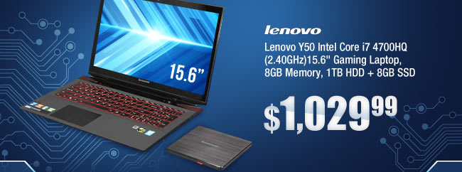 Lenovo Y50 Intel Core i7 4700HQ (2.40GHz)15.6" Gaming Laptop, 8GB Memory, 1TB HDD 