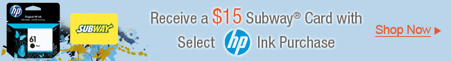 Receive A 15 Subway Card With Select HP Ink Purchase.