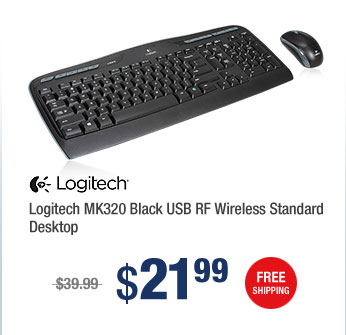 Logitech MK320 Black USB RF Wireless Standard Desktop