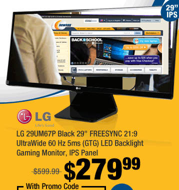 LG 29UM67P 29" FREESYNC UltraWide 2*HDMI Displayport IPS LED Backlight Monitor with Built-in Speaker