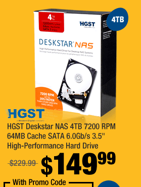 HGST Deskstar NAS 4TB 7200 RPM 64MB Cache SATA 6.0Gb/s 3.5" High-Performance Hard Drive
