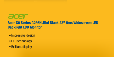 Acer G6 Series G236HLBbd  Black 23" 5ms Widescreen LED Backlight LCD Monitor