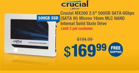 Crucial MX200 2.5" 500GB SATA 6Gbps (SATA III) Micron 16nm MLC NAND Internal Solid State Drive