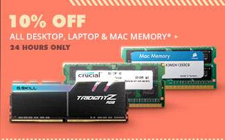 10% OFF SELECT DDR4, LAPTOP, & MAC MEMORY*