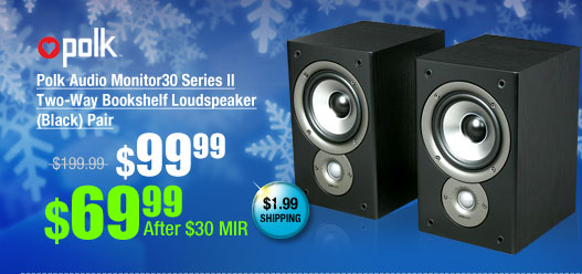 Polk Audio Monitor30 Series II Two-Way Bookshelf Loudspeaker (Black) Pair
