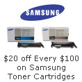 20usd off every 100usd on samsung toner cartridges.