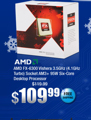 AMD FX-6300 Vishera 3.5GHz (4.1GHz Turbo) Socket AM3+ 95W Six-Core Desktop Processor