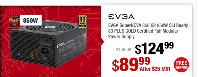 EVGA SuperNOVA 850 G2 850W SLI Ready 80 PLUS GOLD Certified Full Modular Power Supply