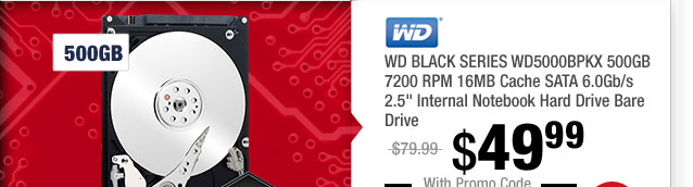 WD BLACK SERIES WD5000BPKX 500GB 7200 RPM 16MB Cache SATA 6.0Gb/s 2.5" Internal Notebook Hard Drive Bare Drive